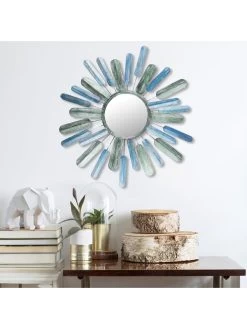 Wandspiegel "Sun" In Blau/ Grün - Ø 75 Cm