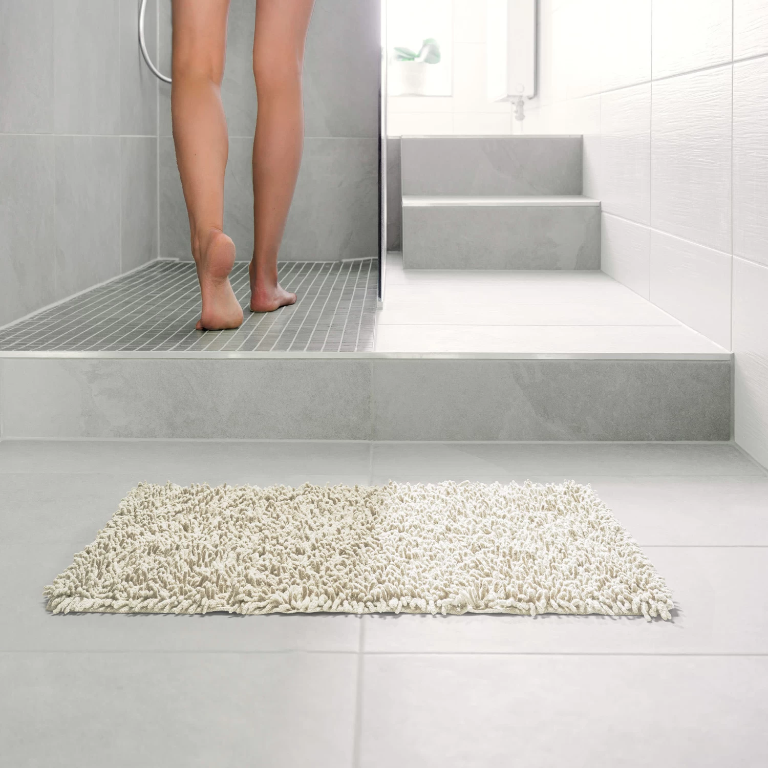 Badematte Hochflorteppich Aus Baumwolle In Creme 5 Badematte Hochflorteppich Aus Baumwolle In Creme – Bild 3