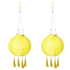 LED Lampion 2er-Set Solar Quaste Lampenkette SOLARBETRIEBEN In Gelb