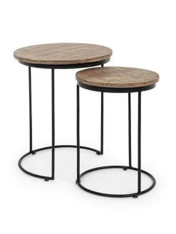 2er-Set: Beistelltische In Schwarz/ Braun -Petromax Store bizzotto 2er set beistelltische in schwarz braun 2