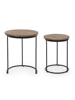 2er-Set: Beistelltische In Schwarz/ Braun