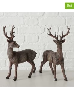 2er-Set: Dekofiguren "Tobin" In Braun - (B)14 X (H)23 Cm