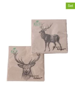 2er-Set: Servietten "Alberto" In Beige - 2x 20 Stück