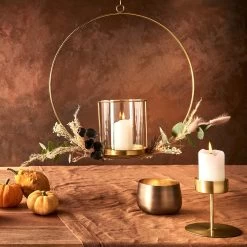 Hängedeko-Ring Mit Glaseinsatz Ø40cm LUNA In Gold -Petromax Store butlers hangedeko ring mit glaseinsatz o40cm luna in gold 4