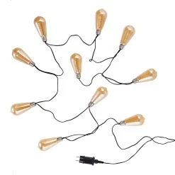 LED Lichterkette Mit Naturseil 10 Lichter Und Stecker BULB LIGHTS In Bronze