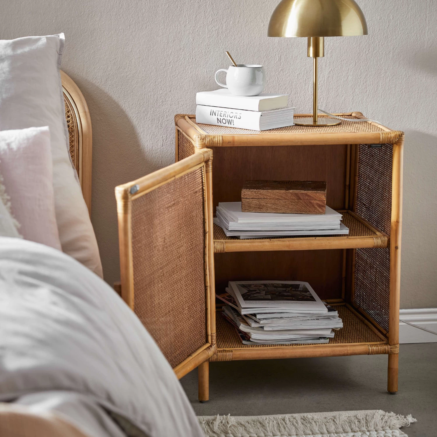 Nachttisch-Schränkchen Handgefertigt Aus Rattan BOHO LOUNGE In Natur 12 Nachttisch-Schränkchen Handgefertigt Aus Rattan BOHO LOUNGE In Natur – Bild 10