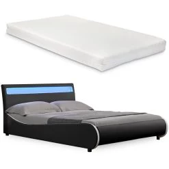 LED Bett Valencia Mit Matratze In Schwarz (B)180cm