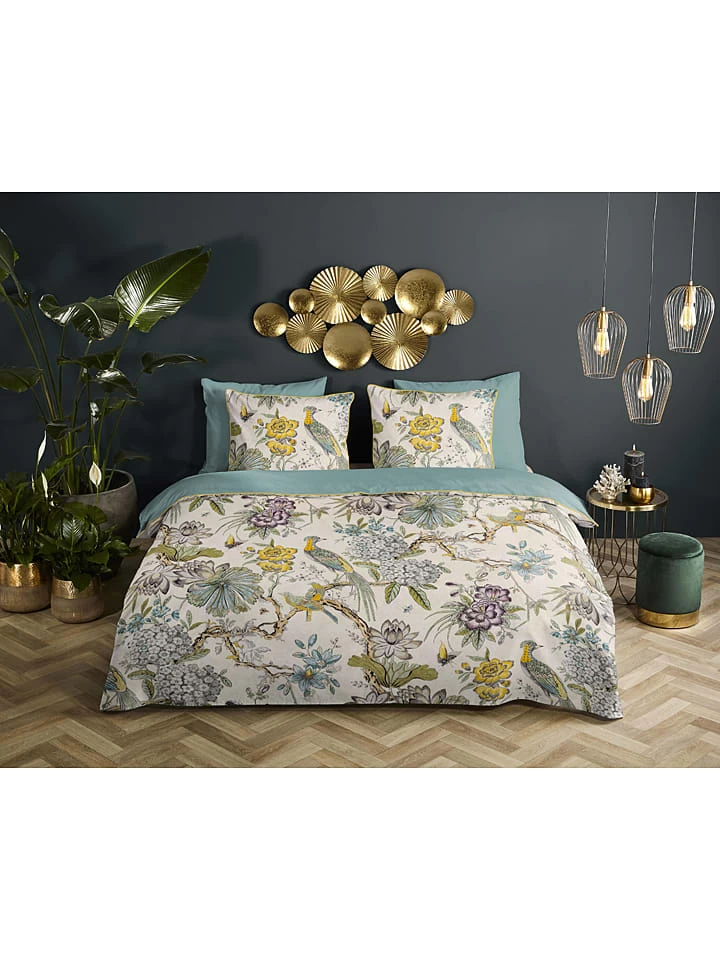 Satin-Bettwäsche-Set "Wood" In Beige/ Hellblau 8 Satin-Bettwäsche-Set "Wood" In Beige/ Hellblau – Bild 6