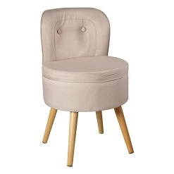 Sitzhocker Mit Rückenlehne Und Stauraum "Vince" In Creme