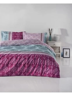 Renforcé-Bettwäsche-Set In Lila/ Hellblau