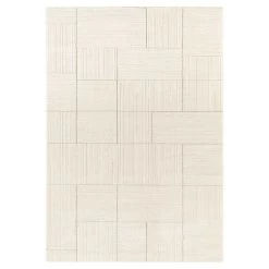 Kurzflor Teppich Castres Creme Grau