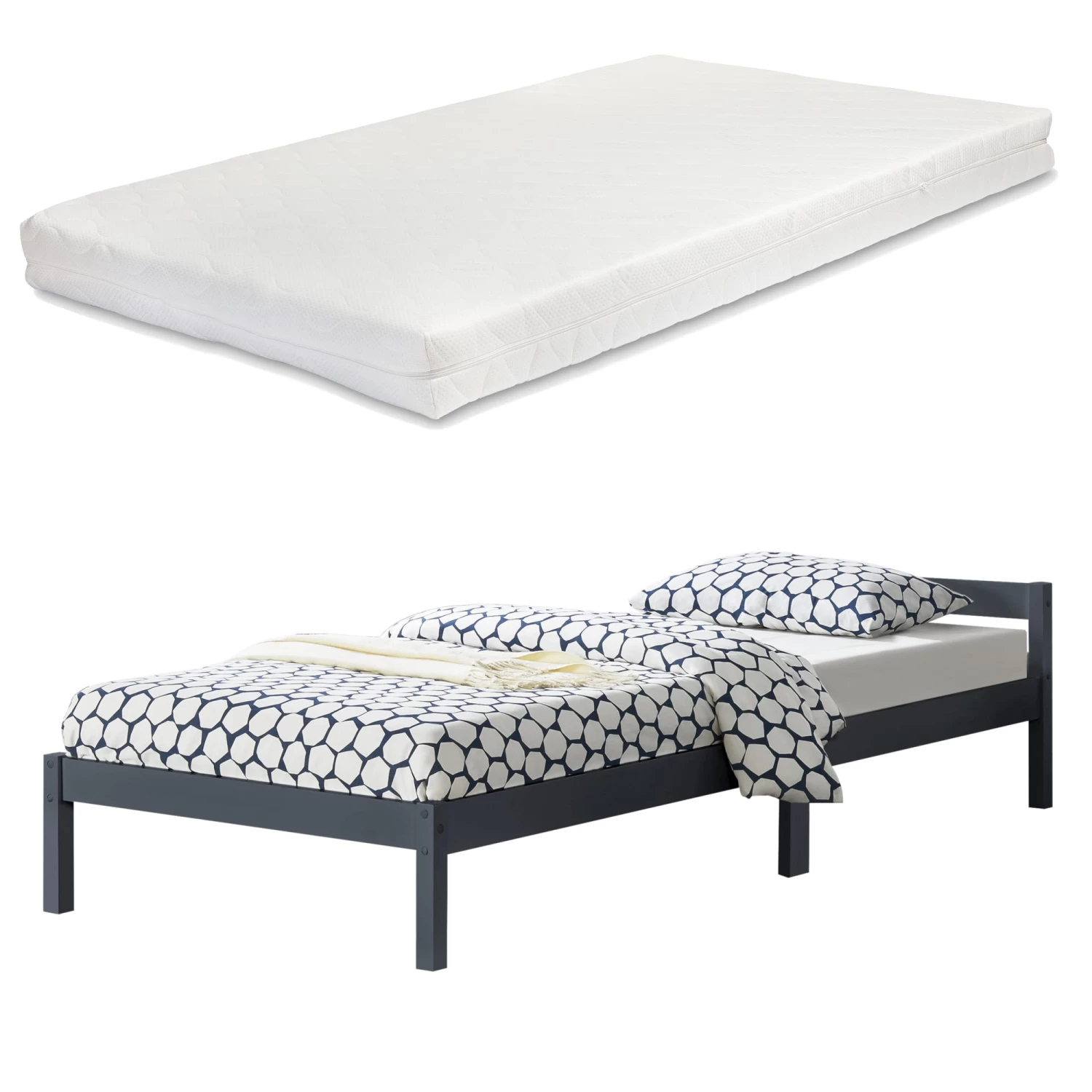 Holzbett Nakkila Mit Matratze In Grau (B)120cm 3 Holzbett Nakkila Mit Matratze In Grau (B)120cm