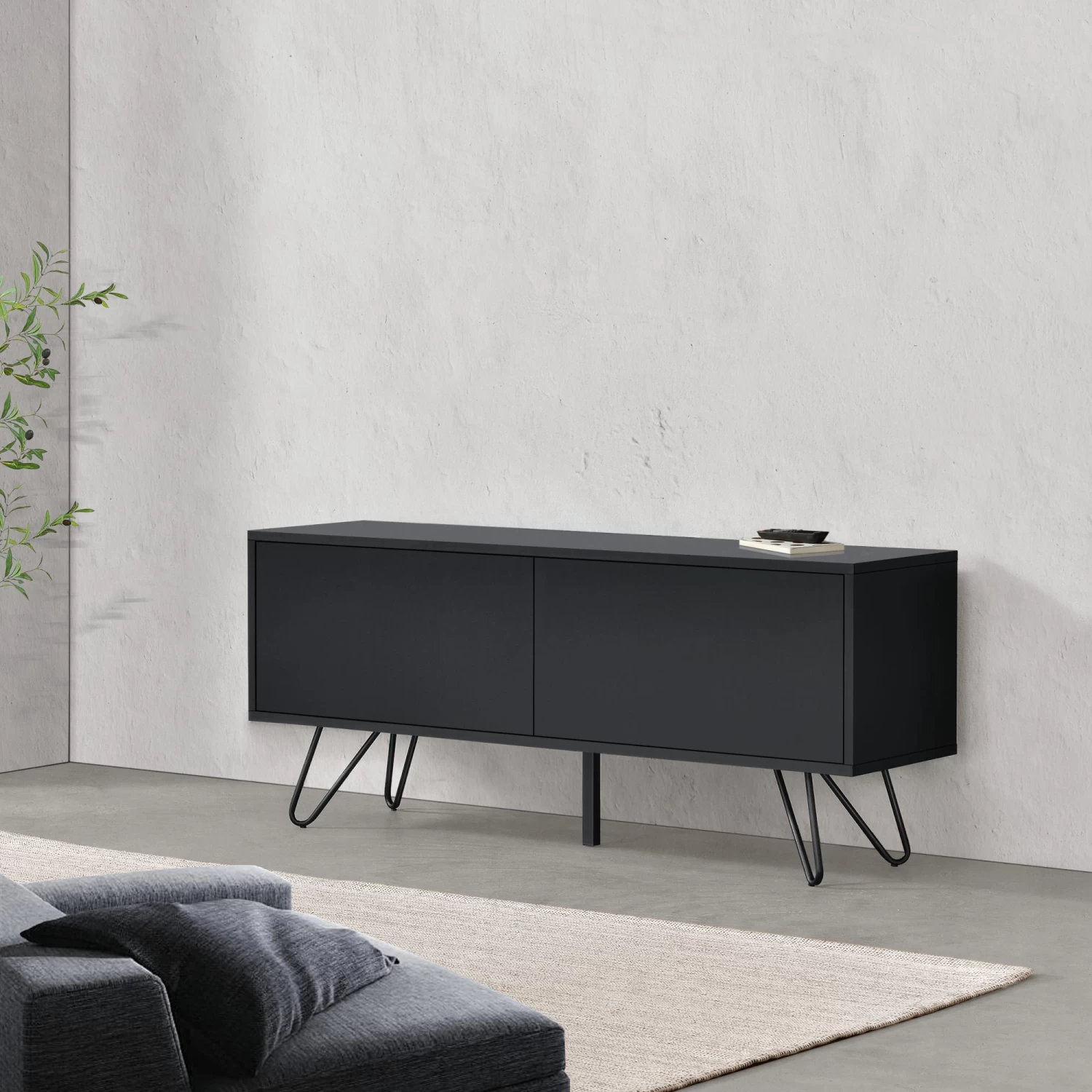 Sideboard Bollebygd In Schwarz (H)46.5cm (B)110cm (T)30cm 4 Sideboard Bollebygd In Schwarz (H)46.5cm (B)110cm (T)30cm – Bild 2