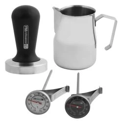 Barista Set - Tamper Für Kaffeemehl, Milchkännchen, Thermometer
