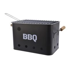 Mini Box Grill Holzkohlegrill Metall H: 21cm In Schwarz