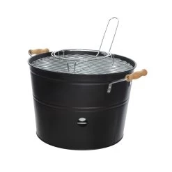 Mini Eimergrill Holzkohlegrill Metall H: 24cm In Schwarz