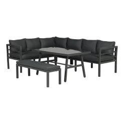 Gartenmöbel Sitzgruppe Lounge Set BLAKES In Farbe Schwarz / Polster Schwarz