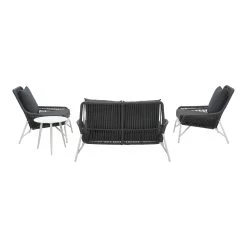 Gartenmöbel Sitzgruppe MAXIME, Rope In Farbe Matt Weiss / Polster Schwarz -Petromax Store gmd living gartenmobel sitzgruppe maxime rope in farbe matt weiss polster schwarz 2