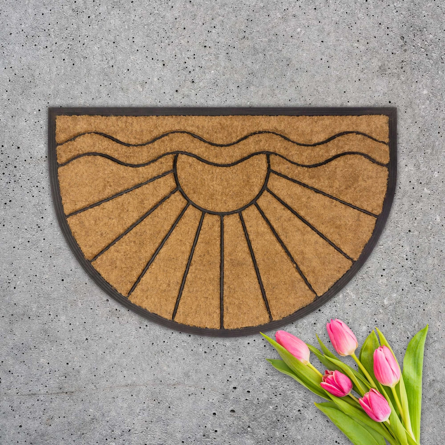 Halbrunde Kokosmatte VENTOSA Wellendesign In Farbe Braun 5 Halbrunde Kokosmatte VENTOSA Wellendesign In Farbe Braun – Bild 3