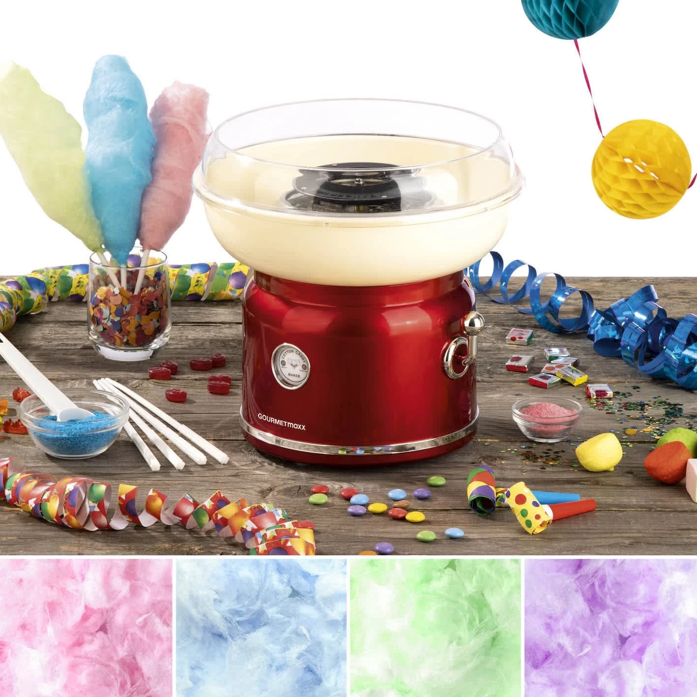 GOURMETmaxx Zuckerwatte-Maschine - Rot/vanille 7 GOURMETmaxx Zuckerwatte-Maschine - Rot/vanille – Bild 5