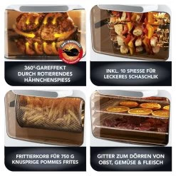 Heißluft Fritteuse Friteuse Pommes Backofen Drehgrill Touch Timer Airfryer 9in1 7 Heißluft Fritteuse Friteuse Pommes Backofen Drehgrill Touch Timer Airfryer 9in1 -Petromax Store gourmetmaxx heissluft fritteuse friteuse pommes backofen drehgrill touch timer airfryer 9in1 2