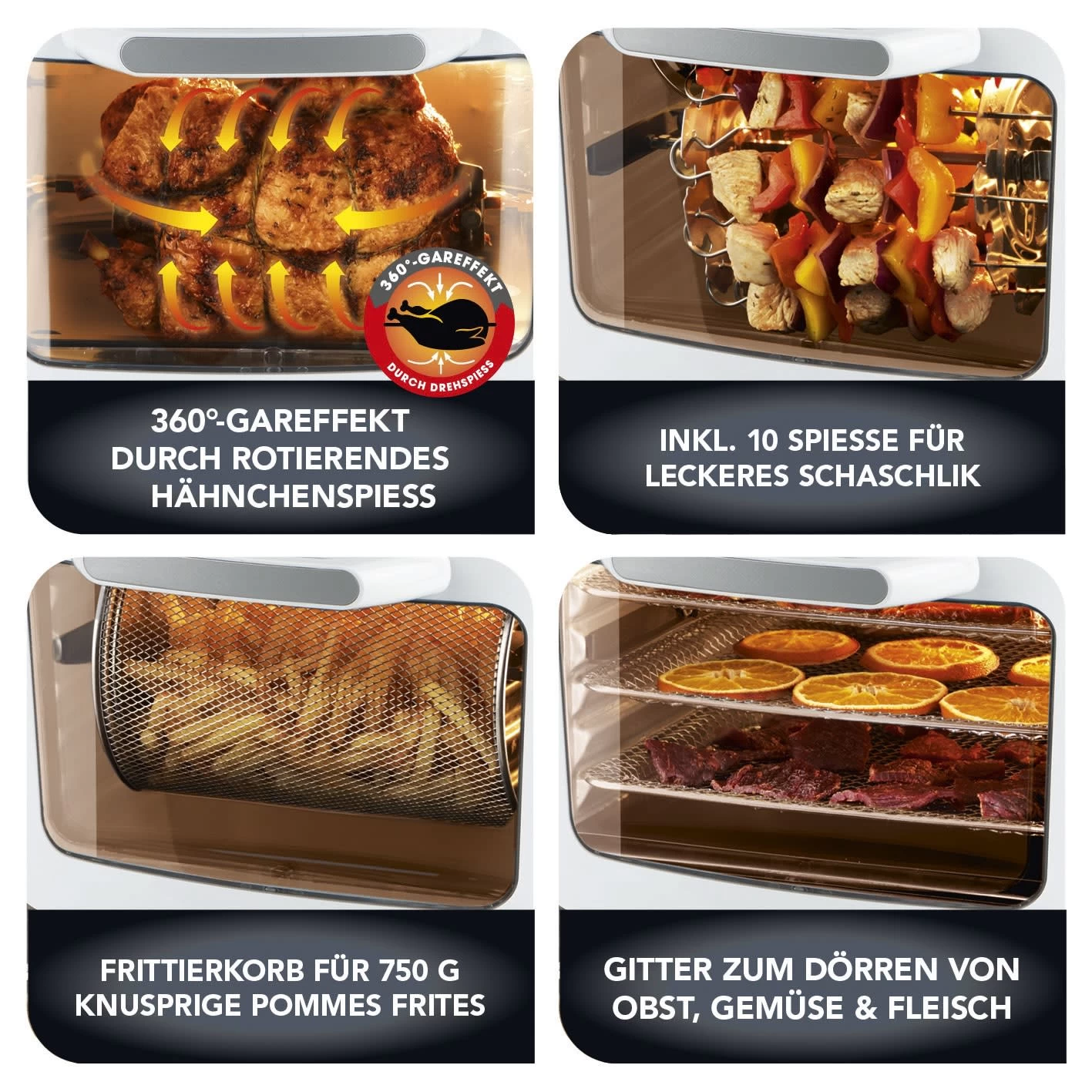 Heißluft Fritteuse Friteuse Pommes Backofen Drehgrill Touch Timer Airfryer 9in1 5 Heißluft Fritteuse Friteuse Pommes Backofen Drehgrill Touch Timer Airfryer 9in1 – Bild 3