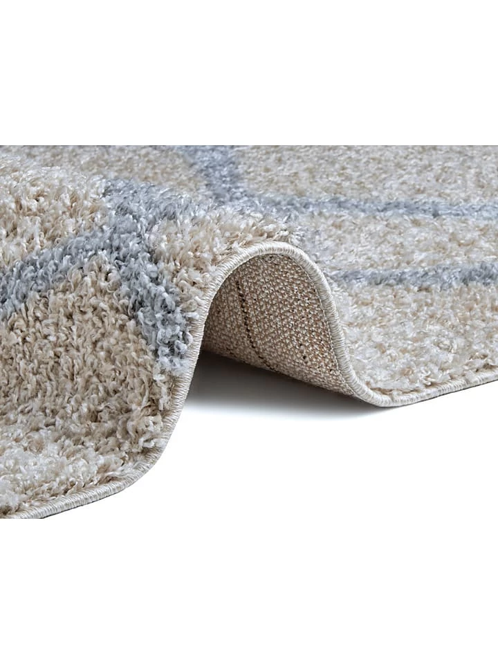 Hochflor-Teppich "Shaggy" In Creme/ Hellgrau 5 Hochflor-Teppich "Shaggy" In Creme/ Hellgrau – Bild 3