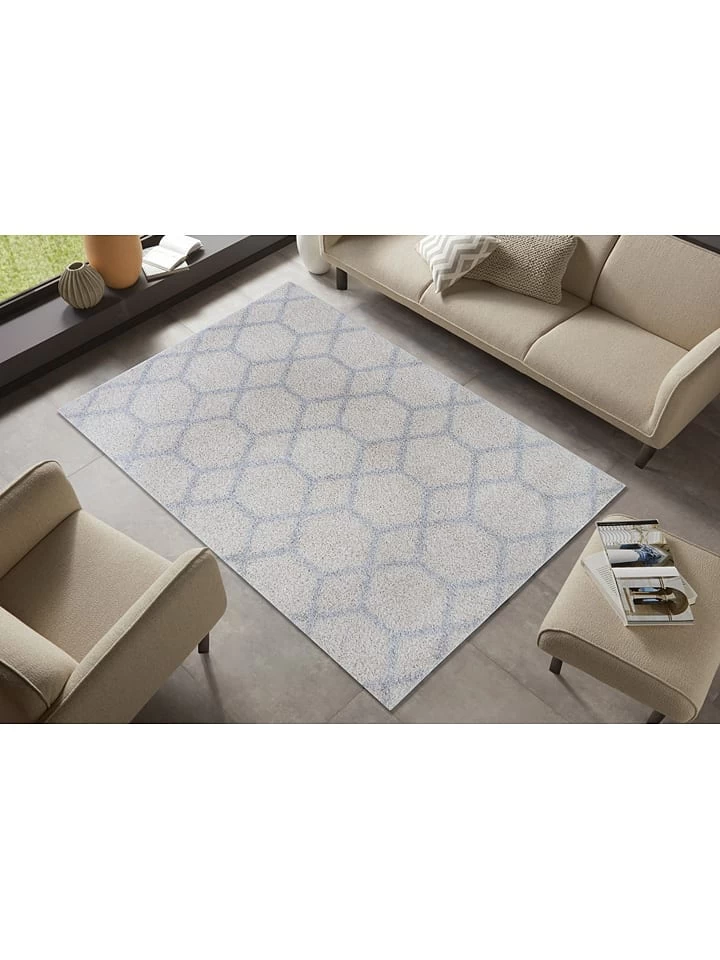 Hochflor-Teppich "Shaggy" In Creme/ Hellgrau 6 Hochflor-Teppich "Shaggy" In Creme/ Hellgrau – Bild 4