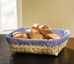 Spar-Set 3x Bambus-Schale "Blau Kariert", 27 X 24 X 8 Cm In Blau