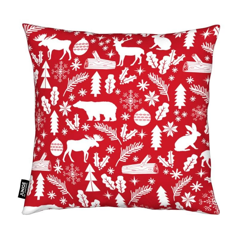 Kissen "Christmas Woodland" In Rot & Weiß 4 Kissen "Christmas Woodland" In Rot & Weiß – Bild 2