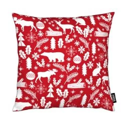 Kissen "Christmas Woodland" In Rot & Weiß