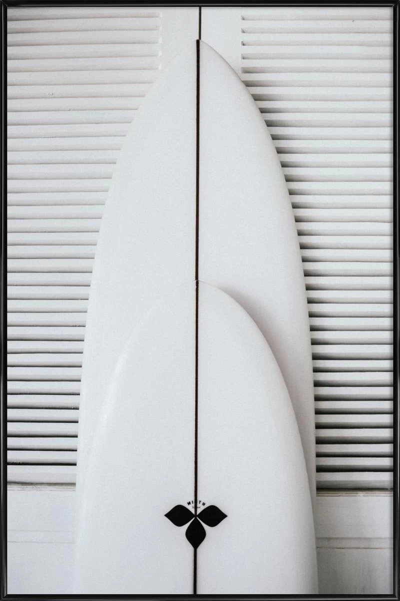 Poster In Kunststoffrahmen "Beach Surf Board Symmetrie" In Grau & Weiß 3 Poster In Kunststoffrahmen "Beach Surf Board Symmetrie" In Grau & Weiß
