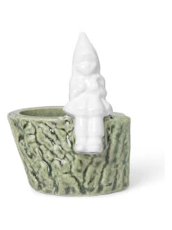 Teelichthalter "Christmas Tales" In Oliv/ Weiß - (H)10 Cm