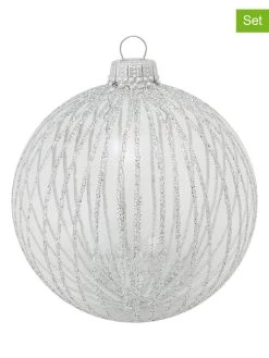 Christbaumkugeln In Silber - 6 Stück - Ø 8 Cm