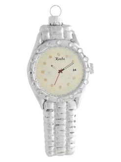 Christbaumornament "Herrenuhr" In Silber - (L)10,5 Cm