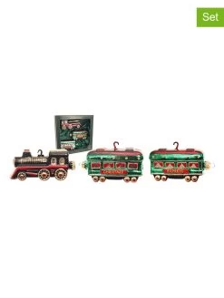Christbaumornamente "Xmas Nachtzug" In Grün/ Rot - 3 Stück