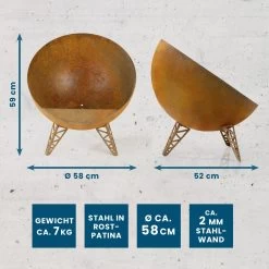 Landmann Hoberg Feuerschale In Rost-Patina - Ø 58 Cm -Petromax Store landmann hoberg feuerschale in rost patina o 58 cm 2