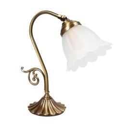 Tischlampe In Bronze Hell Glänzend Weiß