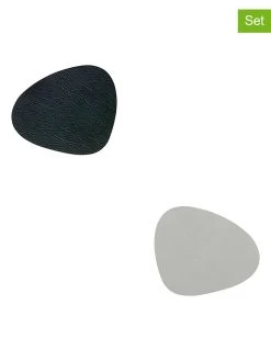 LIND DNA 4er-Set: Untersetzer "Curve" In Grau/ Schwarz - (L)13 X (B)11 Cm