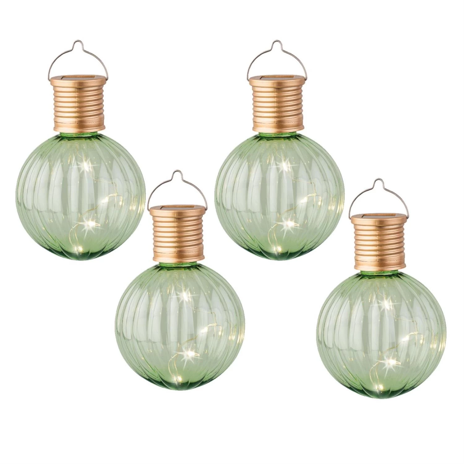 4er Set LED Solar Glühbirne GLOW H: 11cm In Grün 4 4er Set LED Solar Glühbirne GLOW H: 11cm In Grün – Bild 2