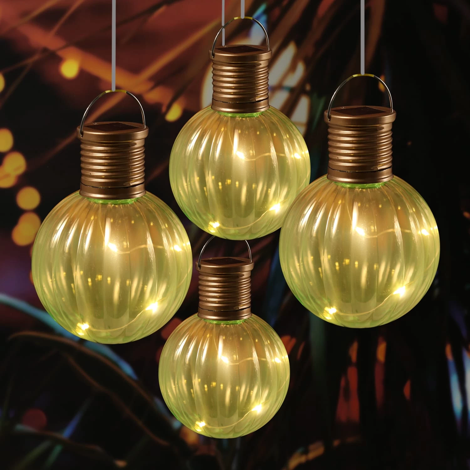 4er Set LED Solar Glühbirne GLOW H: 11cm In Grün 3 4er Set LED Solar Glühbirne GLOW H: 11cm In Grün