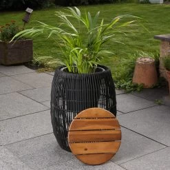 Beistelltisch Gartentisch Mit Behälter H: 49cm In Schwarz 11 Beistelltisch Gartentisch Mit Behälter H: 49cm In Schwarz -Petromax Store marelida beistelltisch gartentisch mit behalter h 49cm in schwarz 3
