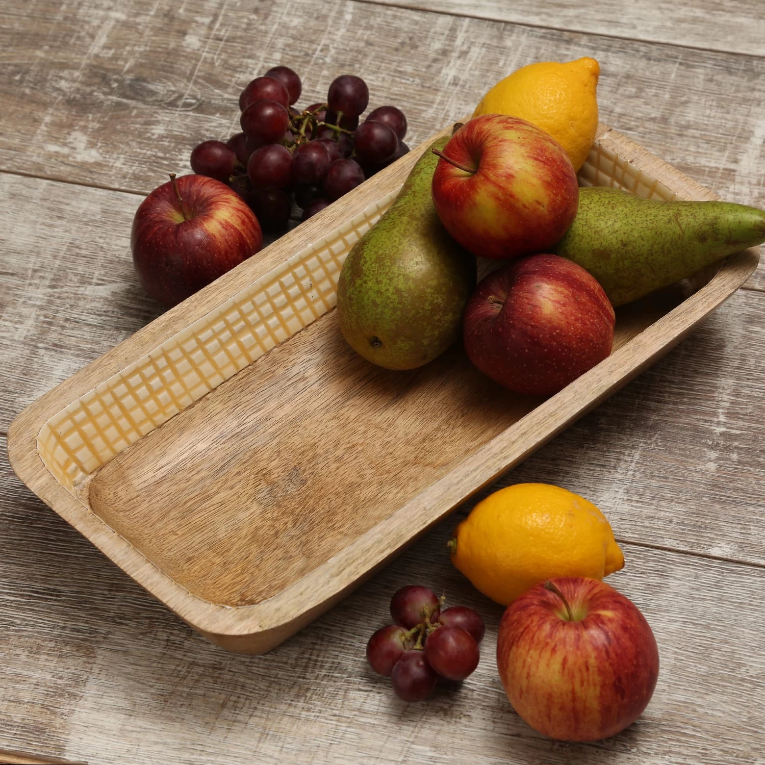 Dekoschale Aus Mangoholz In Terracotta/weiß - L: 40cm 7 Dekoschale Aus Mangoholz In Terracotta/weiß - L: 40cm – Bild 5