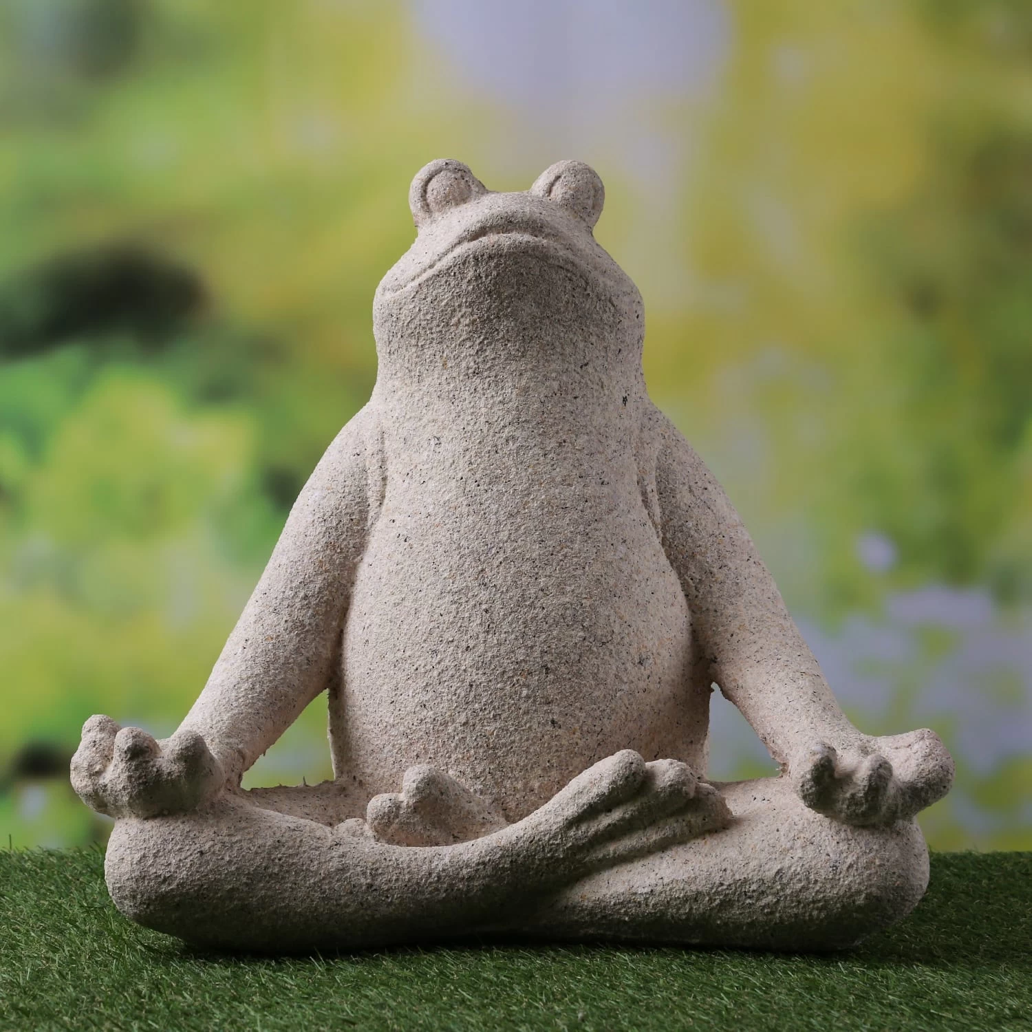 Gartenfigur Yoga Frosch Dekofigur Meditierend H: 36cm In Natur 4 Gartenfigur Yoga Frosch Dekofigur Meditierend H: 36cm In Natur – Bild 2