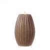 LED Kerze LIV Mit Rillen Echtwachs Flackernd H: 17cm In Taupe