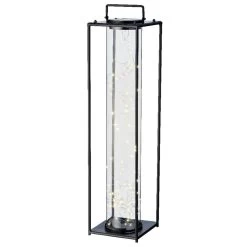 LED Solar Laterne Mit Drahtlichterkette H: 79cm In Schwarz