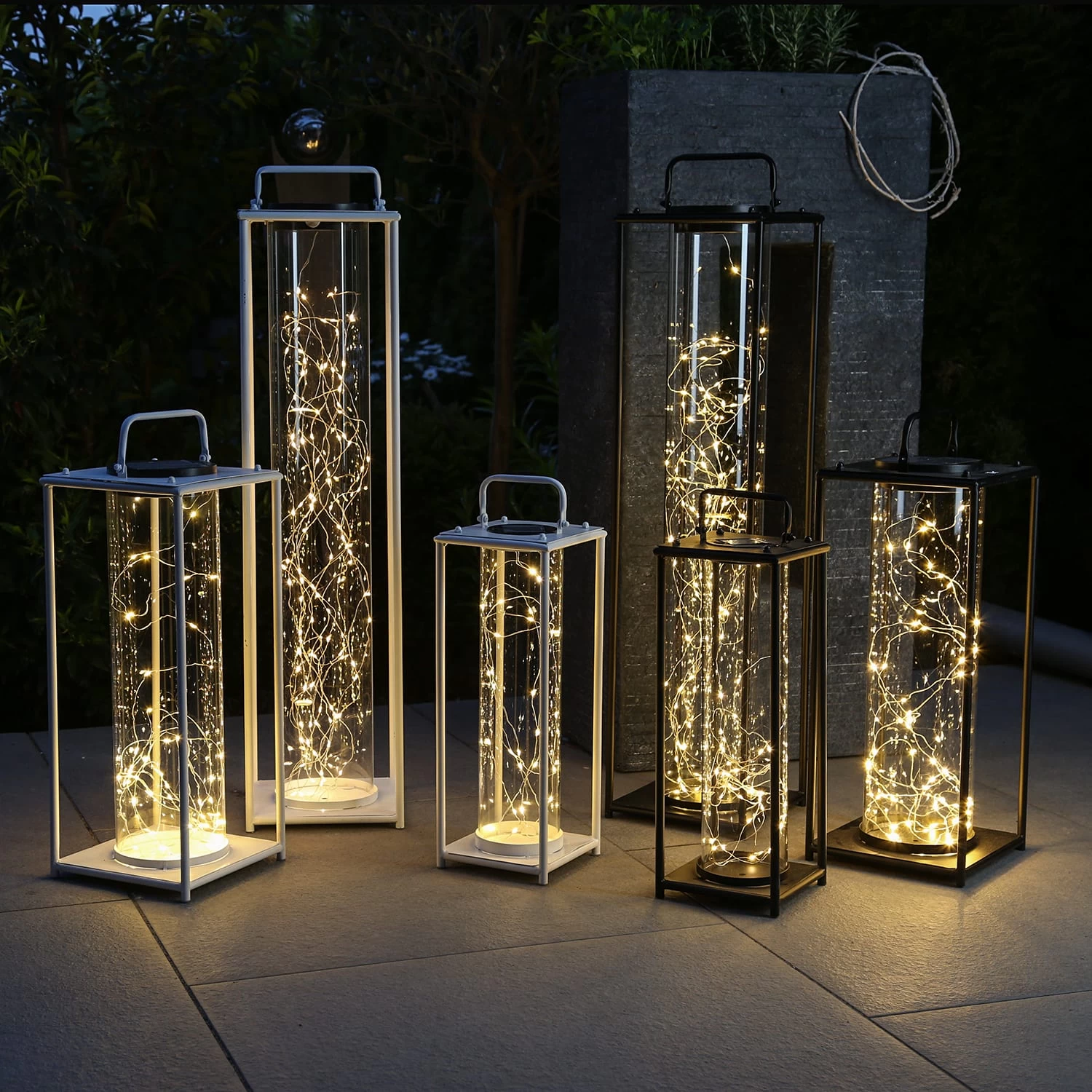 LED Solar Laterne Mit Drahtlichterkette H: 79cm In Schwarz 9 LED Solar Laterne Mit Drahtlichterkette H: 79cm In Schwarz – Bild 7