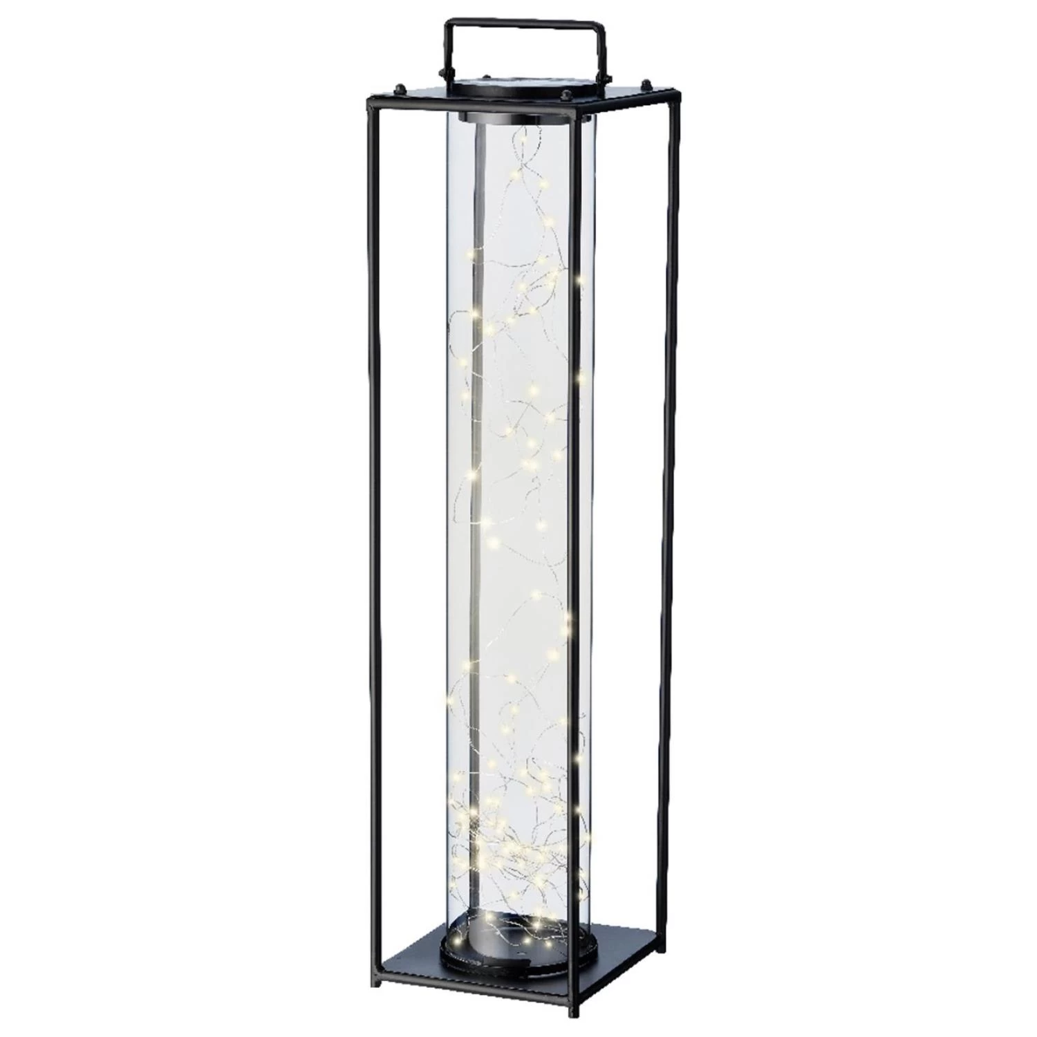 LED Solar Laterne Mit Drahtlichterkette H: 79cm In Schwarz 3 LED Solar Laterne Mit Drahtlichterkette H: 79cm In Schwarz