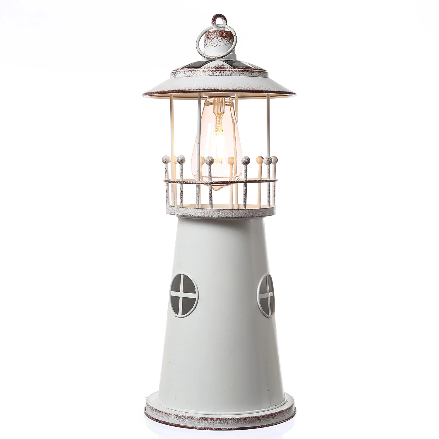 LED Solar Leuchtturm Maritime Solarleuchte H: 46cm In Weiß 4 LED Solar Leuchtturm Maritime Solarleuchte H: 46cm In Weiß – Bild 2