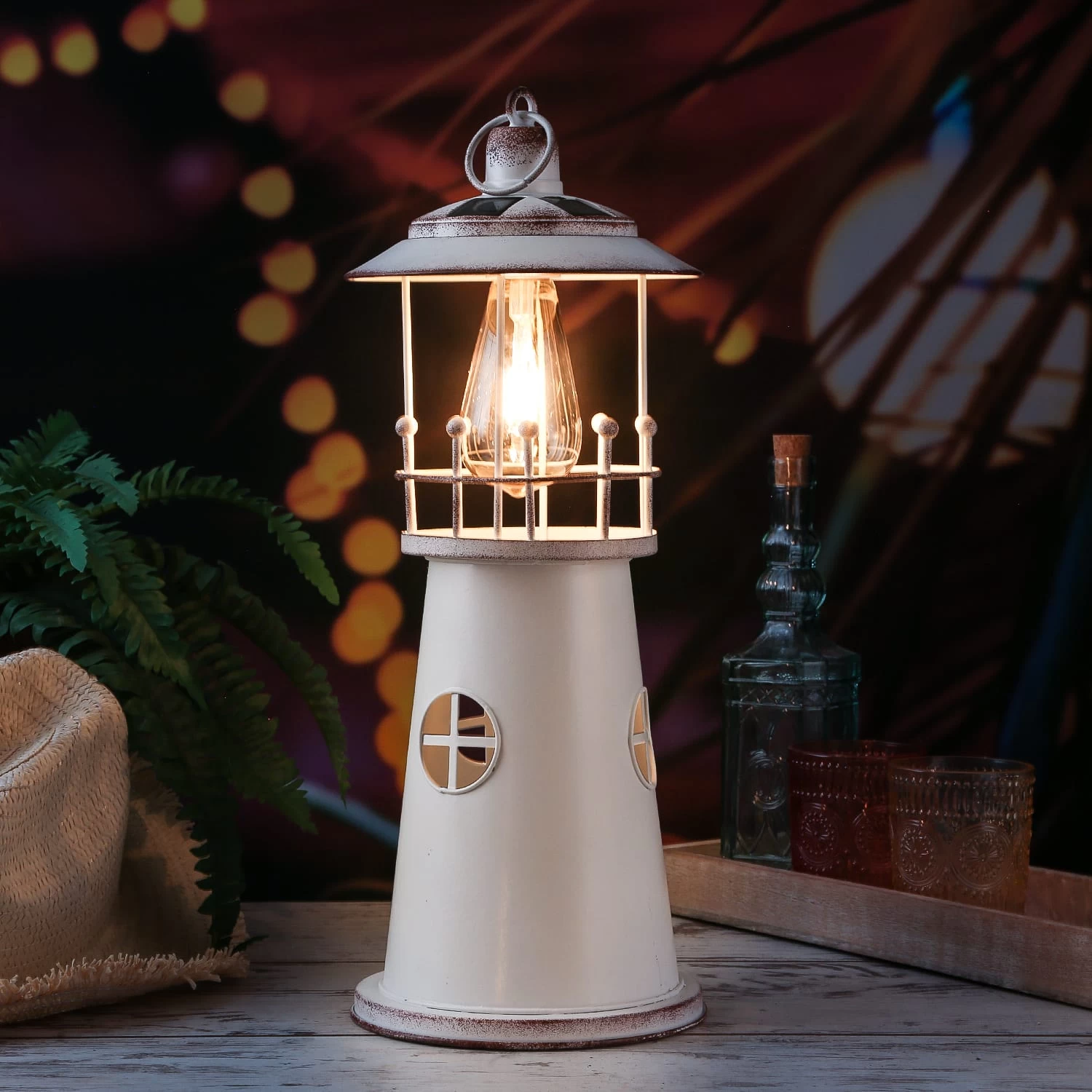 LED Solar Leuchtturm Maritime Solarleuchte H: 46cm In Weiß 3 LED Solar Leuchtturm Maritime Solarleuchte H: 46cm In Weiß